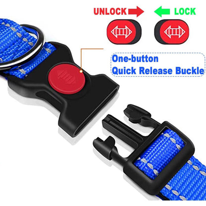 HKEEY Dog Collar, Adjustable Reflective Nylon Dog Collar Classic Solid Colors, Soft Neoprene Padding for Small Medium Sized Dogs Neck (9-14.2 Inch)
